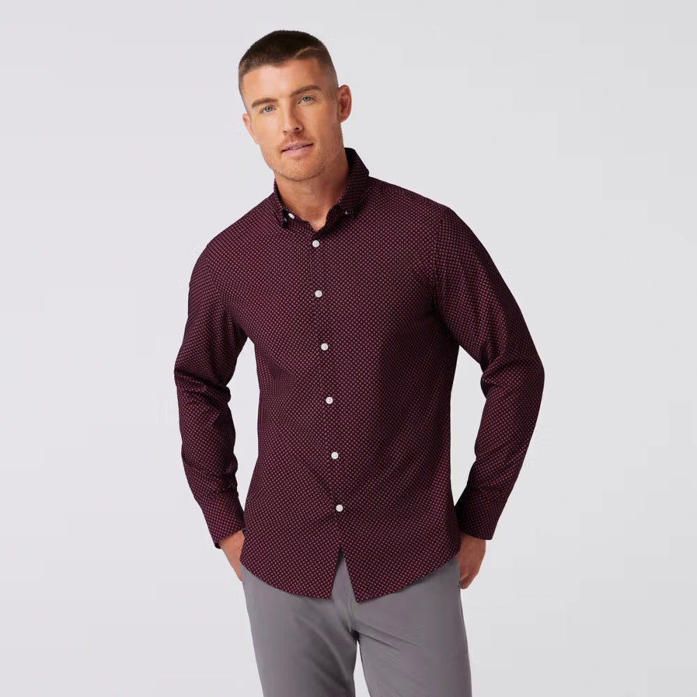 Mizzen+Main Men's Leeward No Tuck Dress Shirt Wine Clover
