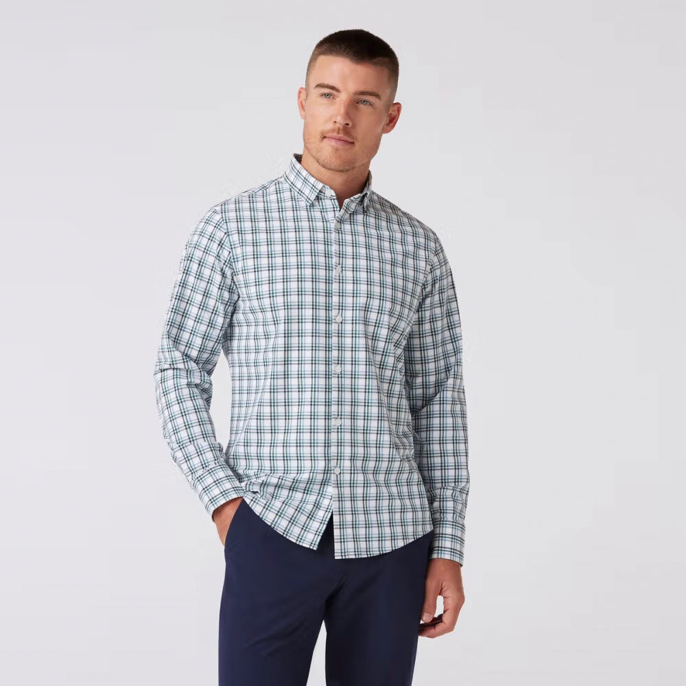Mizzen+Main Men&#39;s Leeward No Tuck Dress Shirt White Noah Plaid