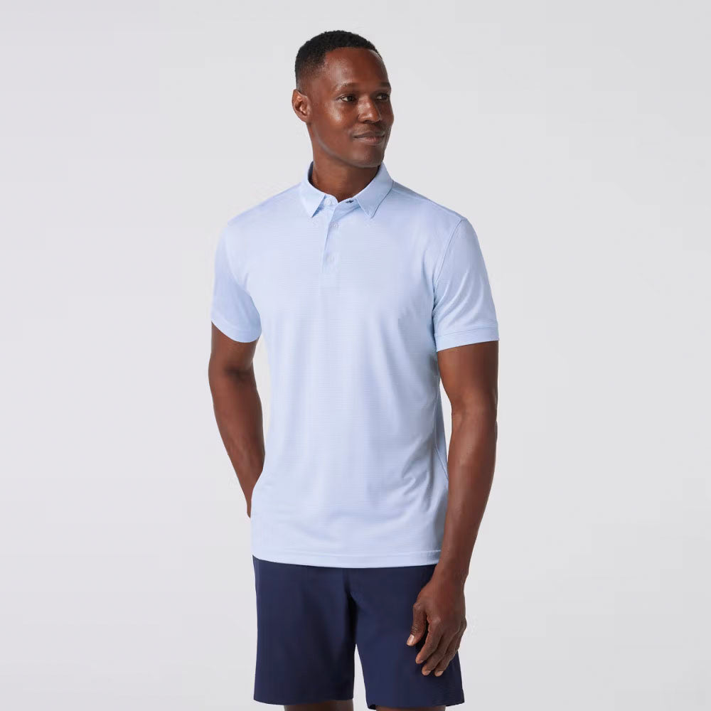 Mizzen+Main Men&#39;s Versa Polo Light Blue White Stripe