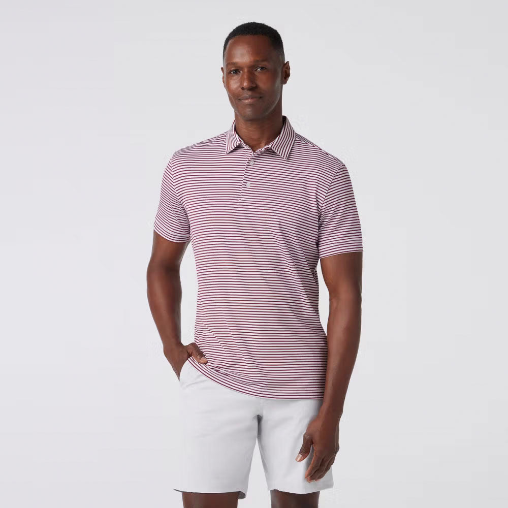 Mizzen+Main Men's Versa Polo Maroon Stripe