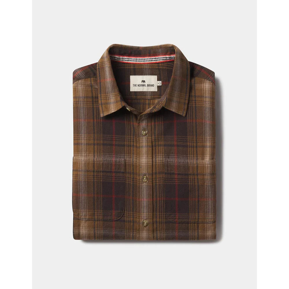 The Normal Brand Men&#39;s Jackson Button Up Shirt Brown Plaid
