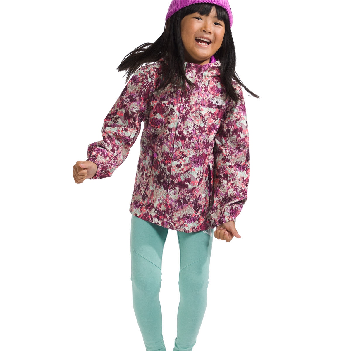 The North Face Kids&#39; Antora Rain Jacket Violet Crocus Maze Floral Print