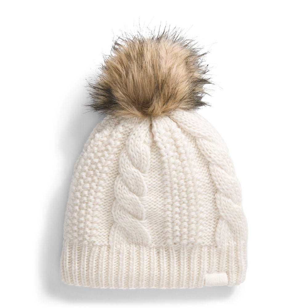 The North Face Womens Oh Mega Fur Pom Lined Beanie White Dune