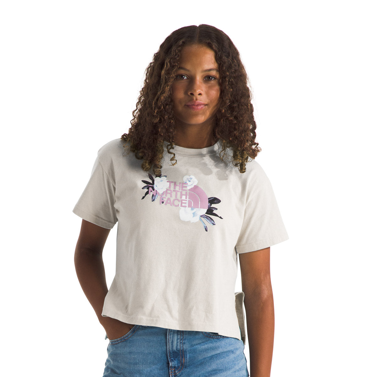 The North Face Girls&#39; Winter Flowers S/S Graphic Tee White Dune