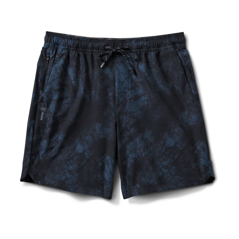 Roark Mens Serrano 7 Active Stretch Shorts Navy Tie Die
