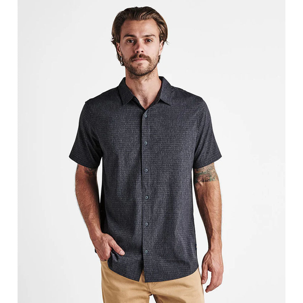 Roark Mens Bless Up Breathable Stretch Shirt Stripe Bone