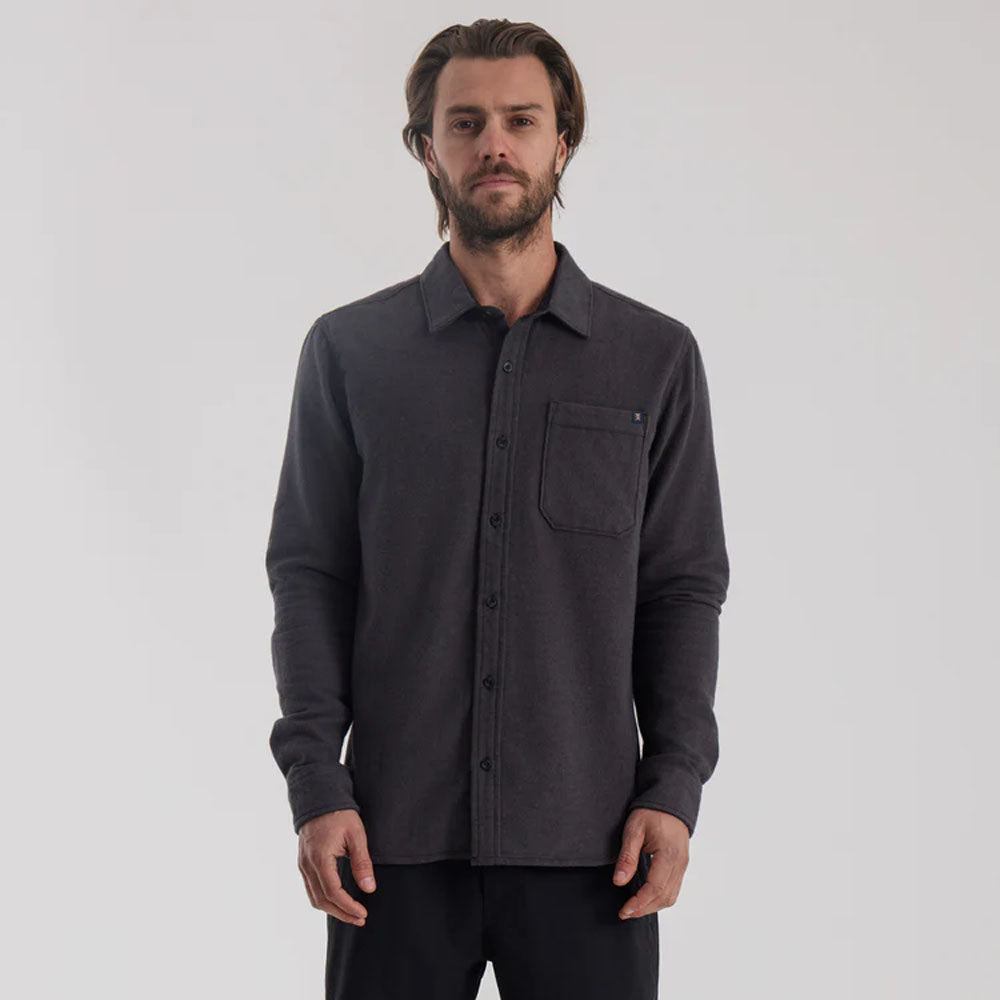 Roark Mens Crossroads Organic Cotton Flannel Charcoal