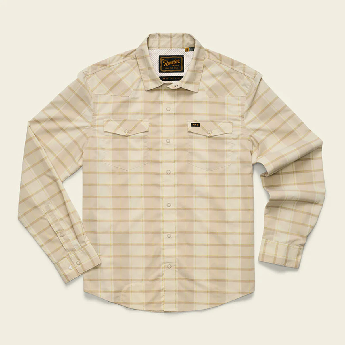Howler Brothers Mens H Bar B Tech Longsleeve Braden Plaid : Faded Khaki