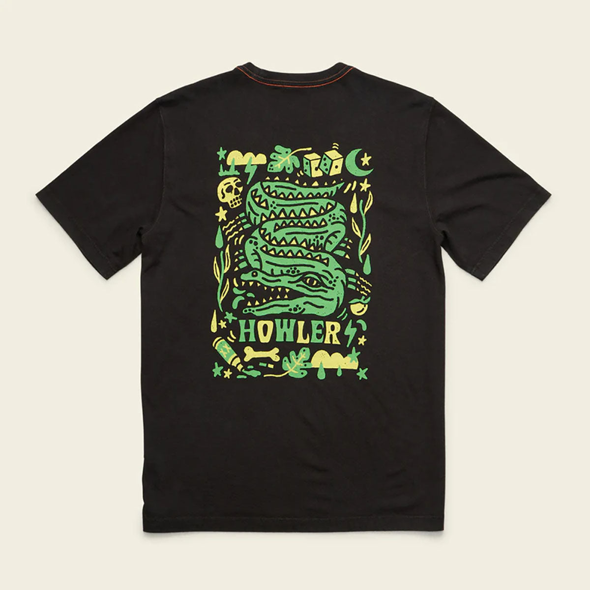 Howler Brothers Mens Cotton Pocket T Slithering Gators : Black