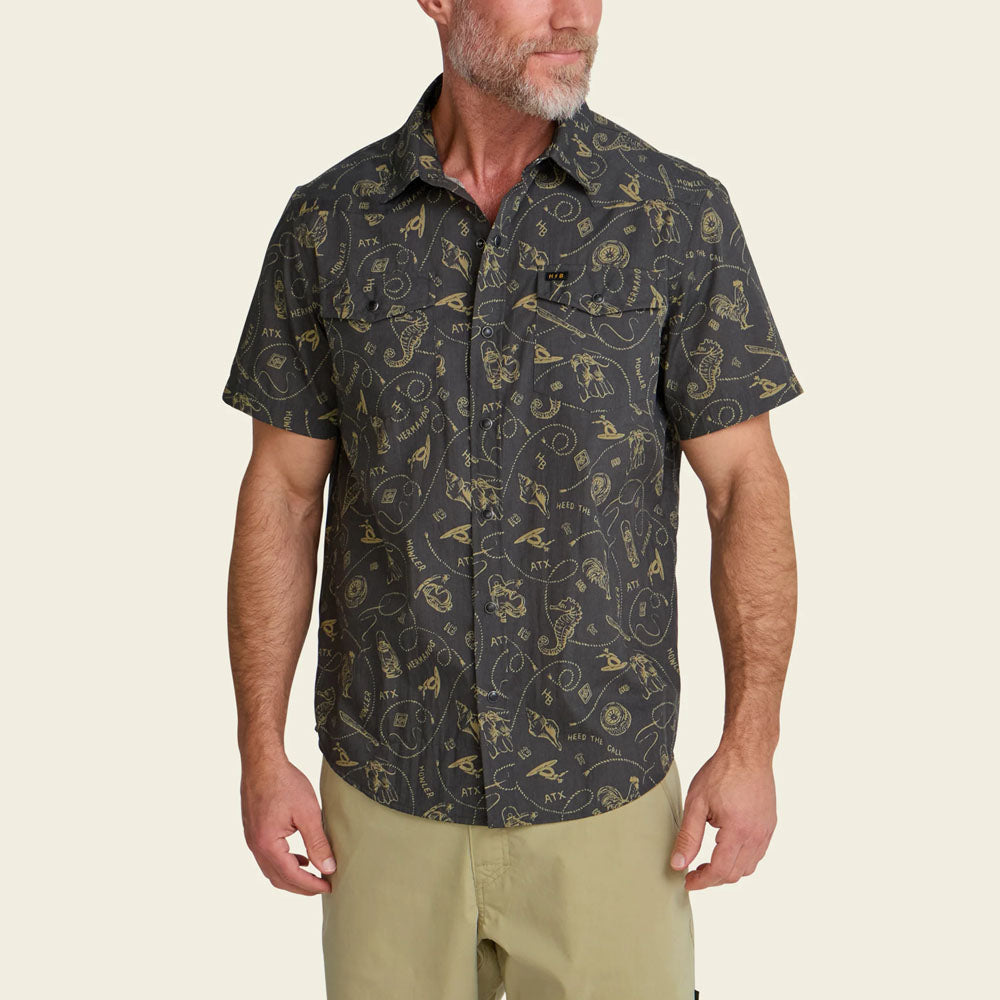 Howler Brothers Mens H Bar B Snapshirt Sea Rodeo: Antique Black