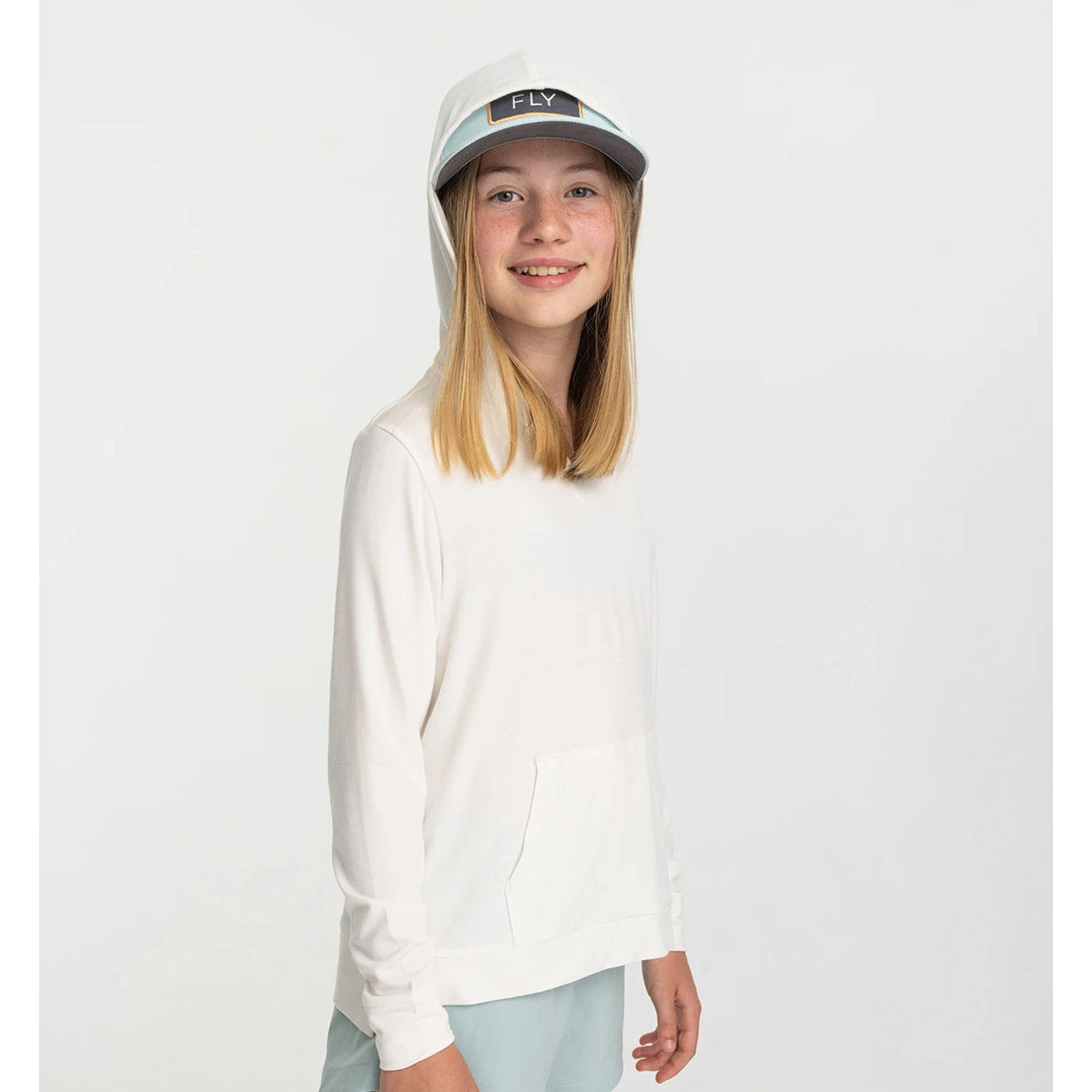 Free Fly Apparel Girls' Bamboo Shade Hoodie Bright White