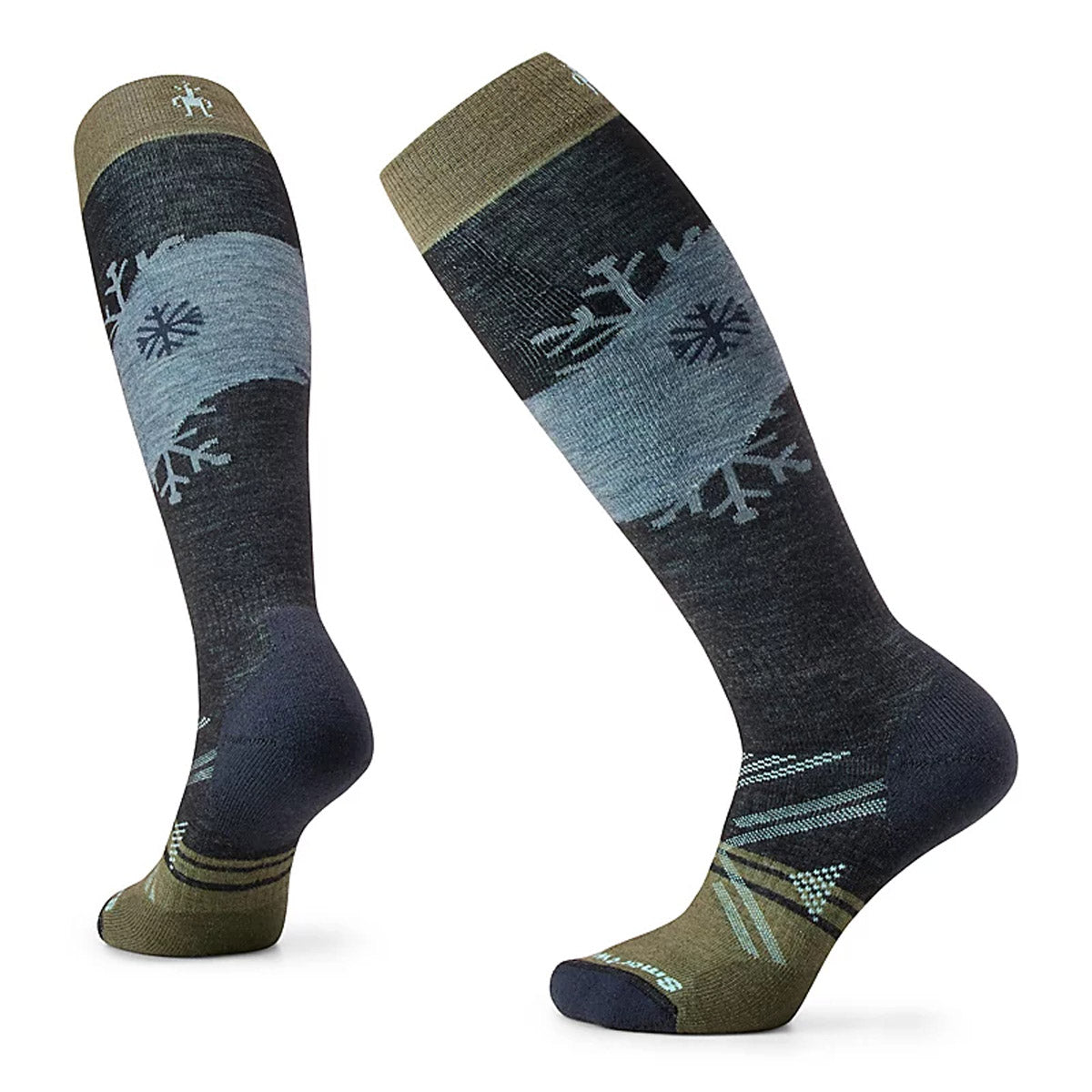 Smartwool Women&#39;s Ski Full Cushion Snowpocalypse Pattern Over The Calf Socks Charcoal