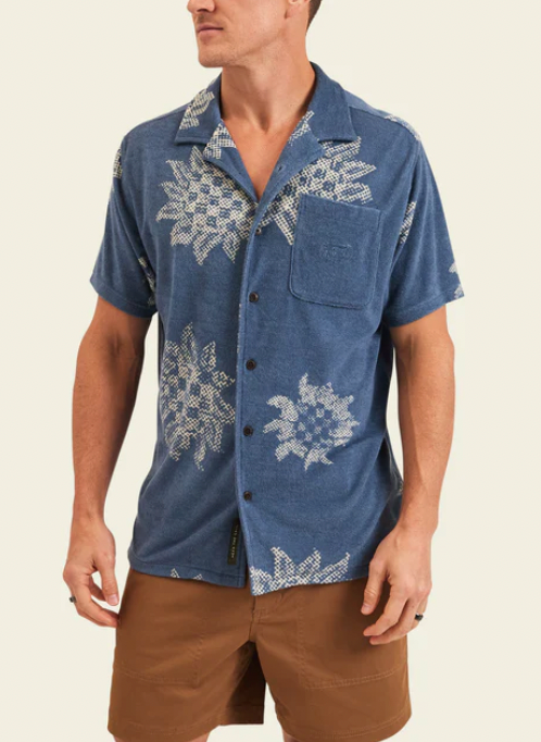 Howler Brothers M Terr Palapa Shirt SUN Sunflower Pixels: Postal Blue