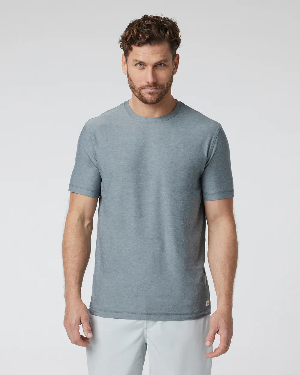 Vuori Mens Strato Tech Tee HYU Dusty Blue Heather