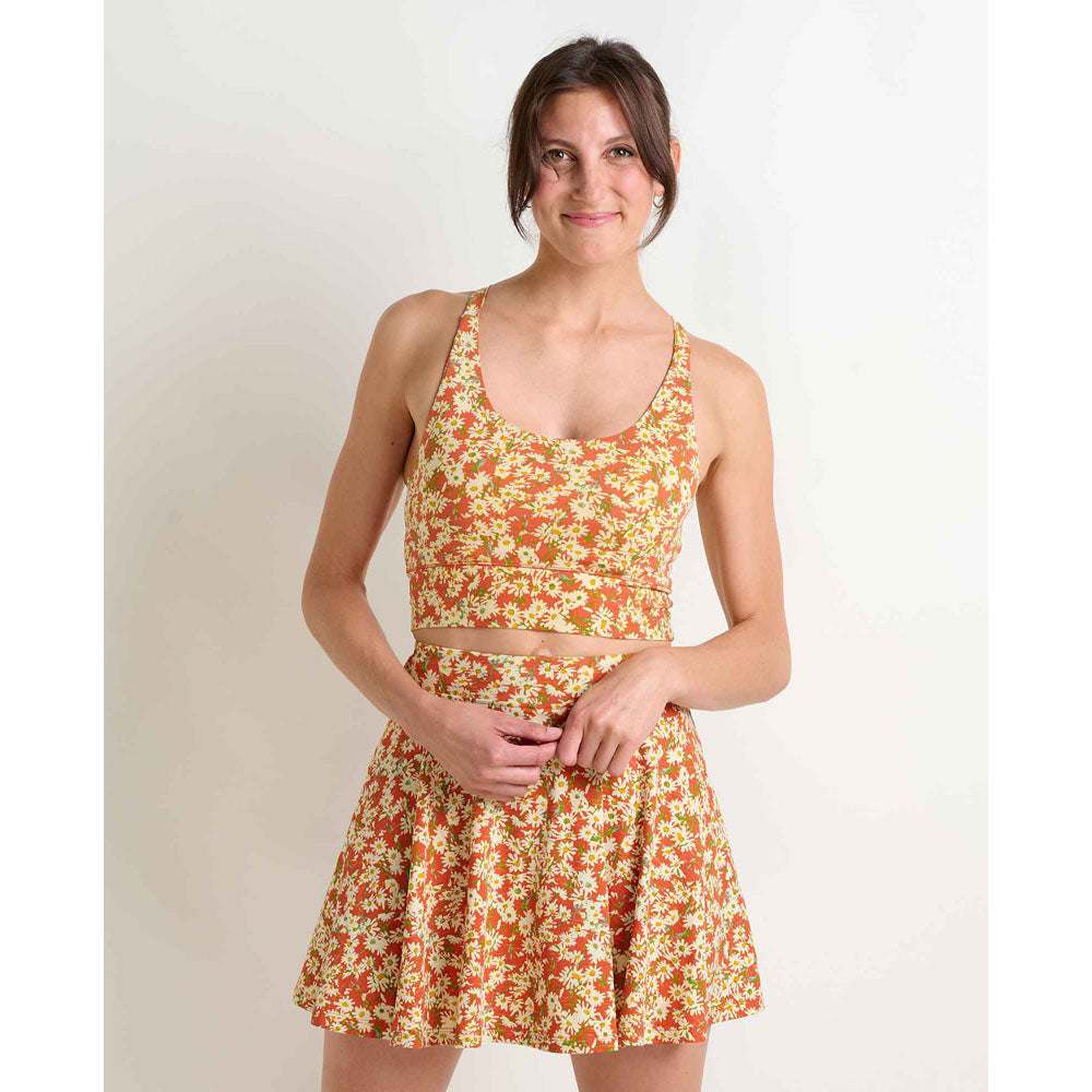 Toad&Co. Womens Terrane Longline Bralette Mango Daisy Field Print