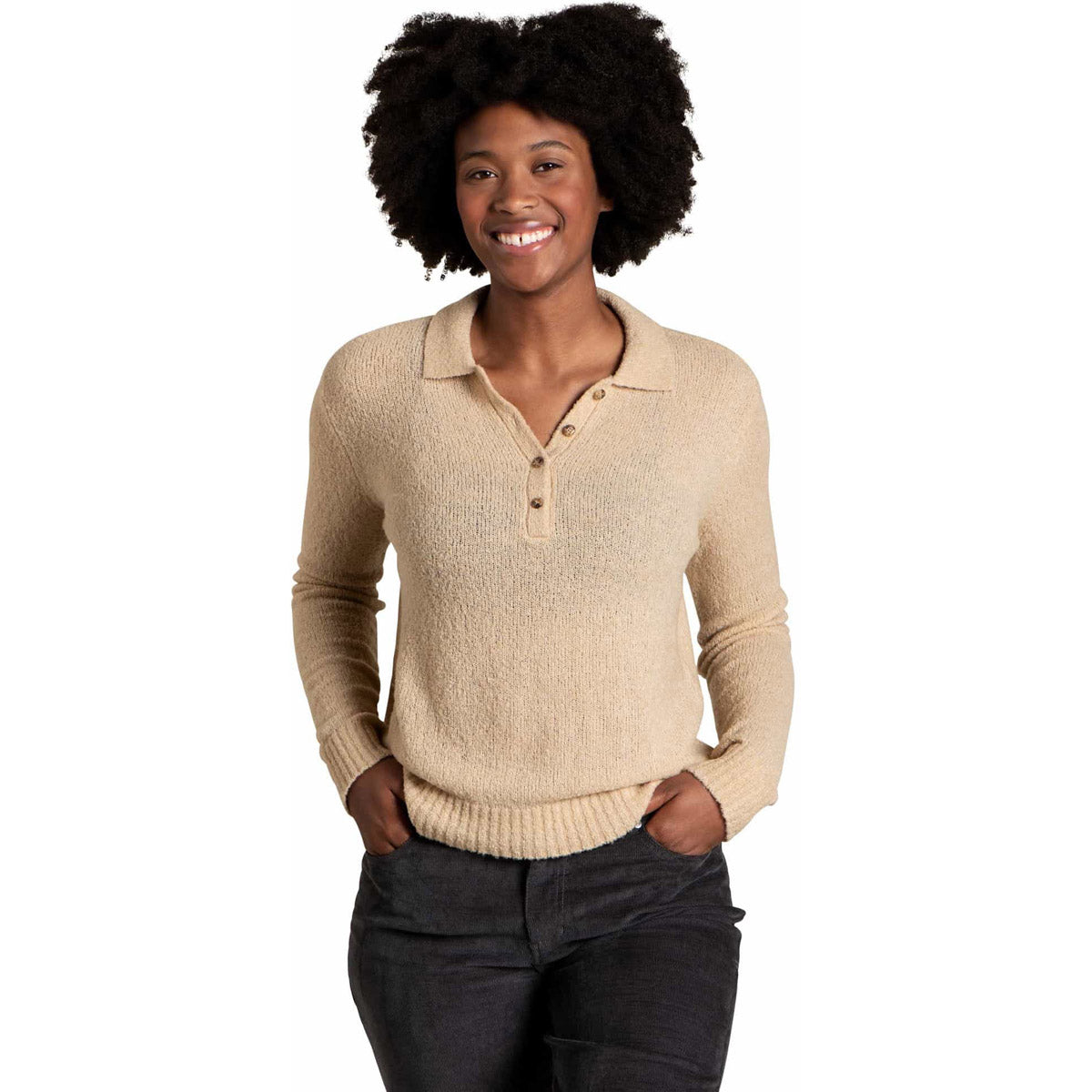 Toad&Co. Women's Cotati Collared Long Sleeve Sweater Chai