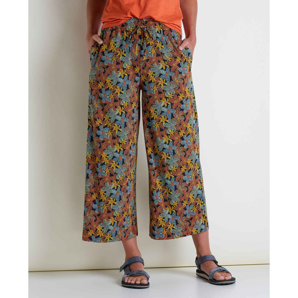 Toad&Co. Womens Sunkissed Wide Leg Pant II Black Floral Dot Print