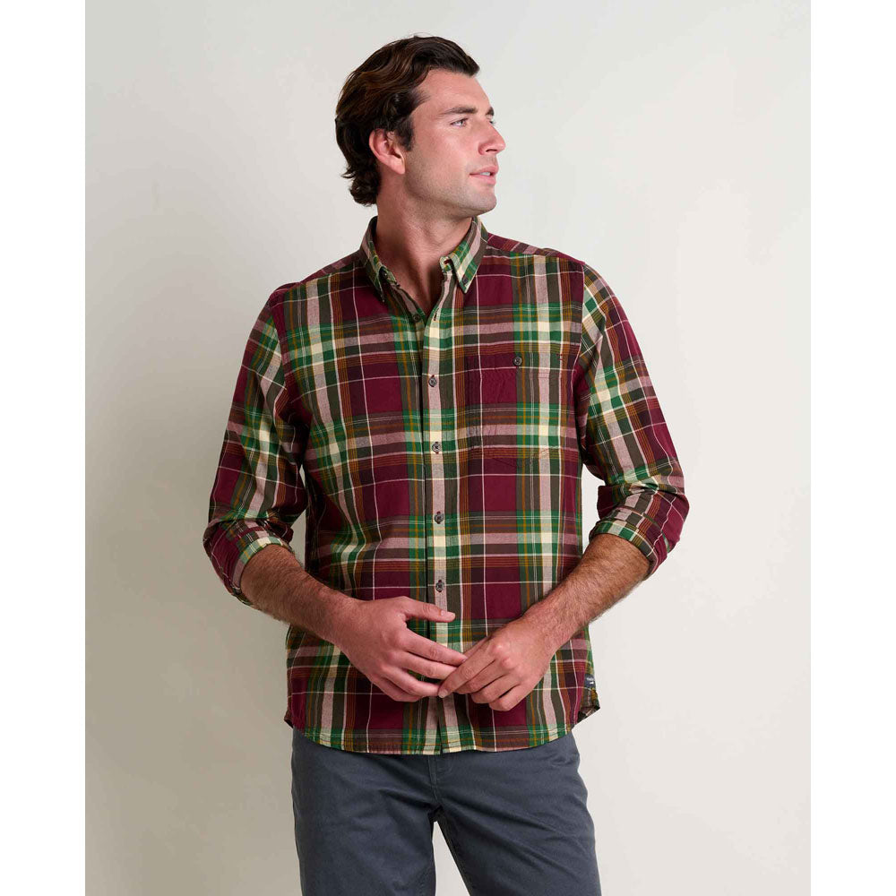 Toad&amp;Co. Mens Airscape Long Sleeve Shirt Port Madras