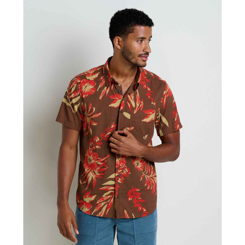 Toad&amp;Co. Mens Fletch Short Sleeve Shirt Partridge Hawaiian Print