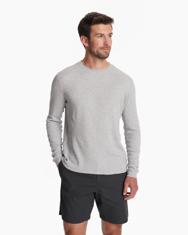 Vuori Men&#39;s Waffle Crew LHG Light Heather Grey