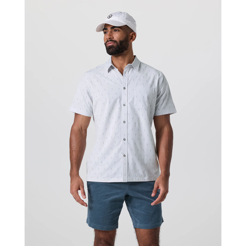 Vuori Mens Short Sleeve Bridge Button-Down Frost Grey Triple
