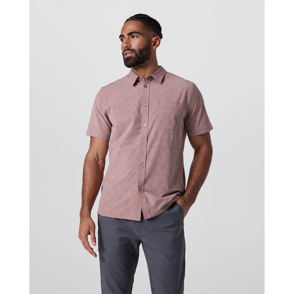 Vuori Mens Short Sleeve Bridge Button-Down Zion Rose Water Lily