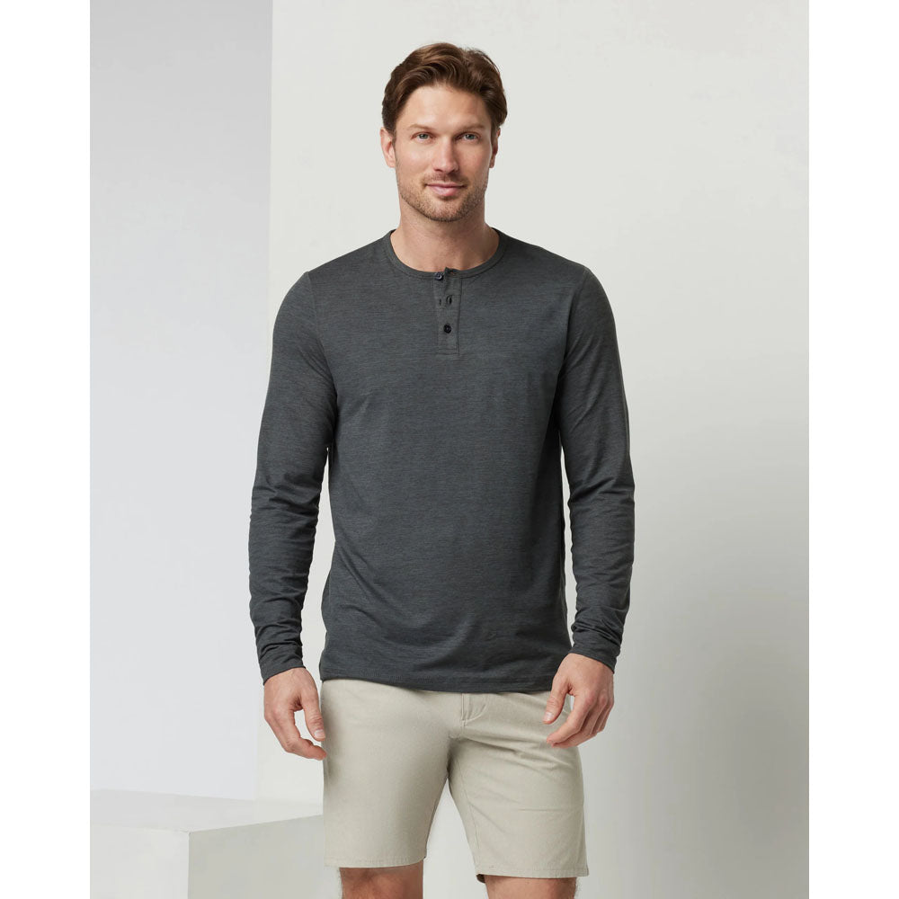 Vuori M LS Ease Performance Henley Charcoal Heather