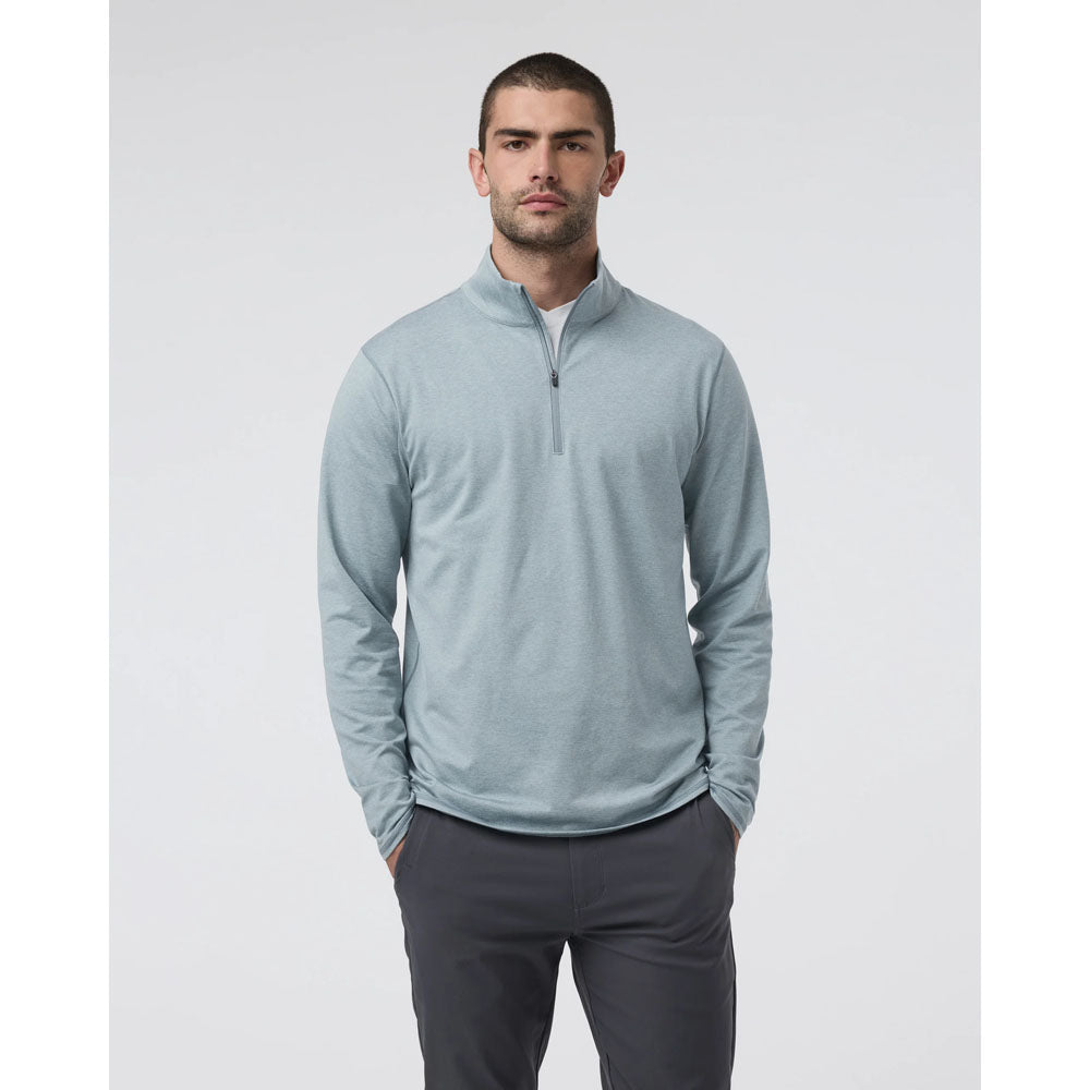 Vuori M Ponto 1/2 Zip Mock Neck Dusty Blue Heather