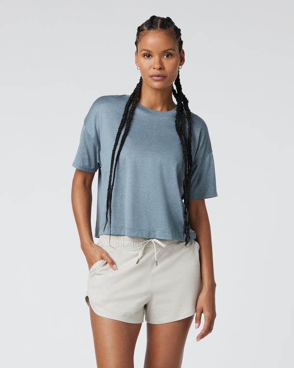 Vuori W Energy Tee Smoke Blue Heather