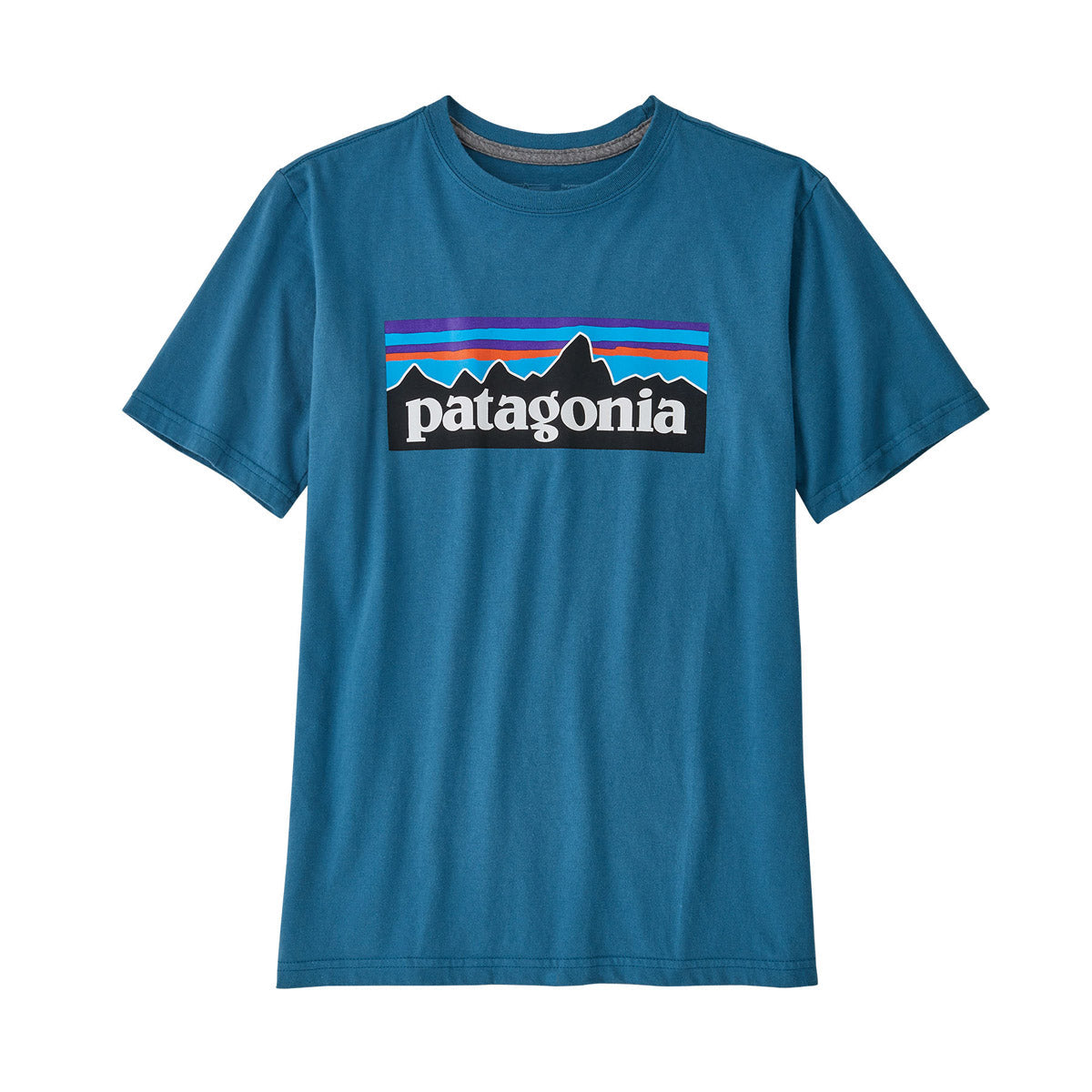 Patagonia Kids' Regenerative Organic Certified Cotton P-6 Logo T-Shirt Wavy Blue