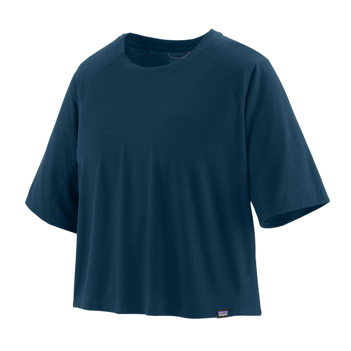 Patagonia Women&#39;s Short-Sleeve Capilene Cool Trail Cropped Shirt agom Blue / L