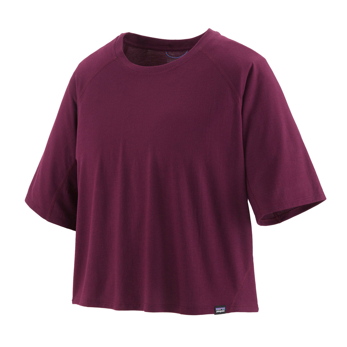 Patagonia Women&#39;s Short-Sleeve Capilene Cool Trail Cropped Shirt Night Plum