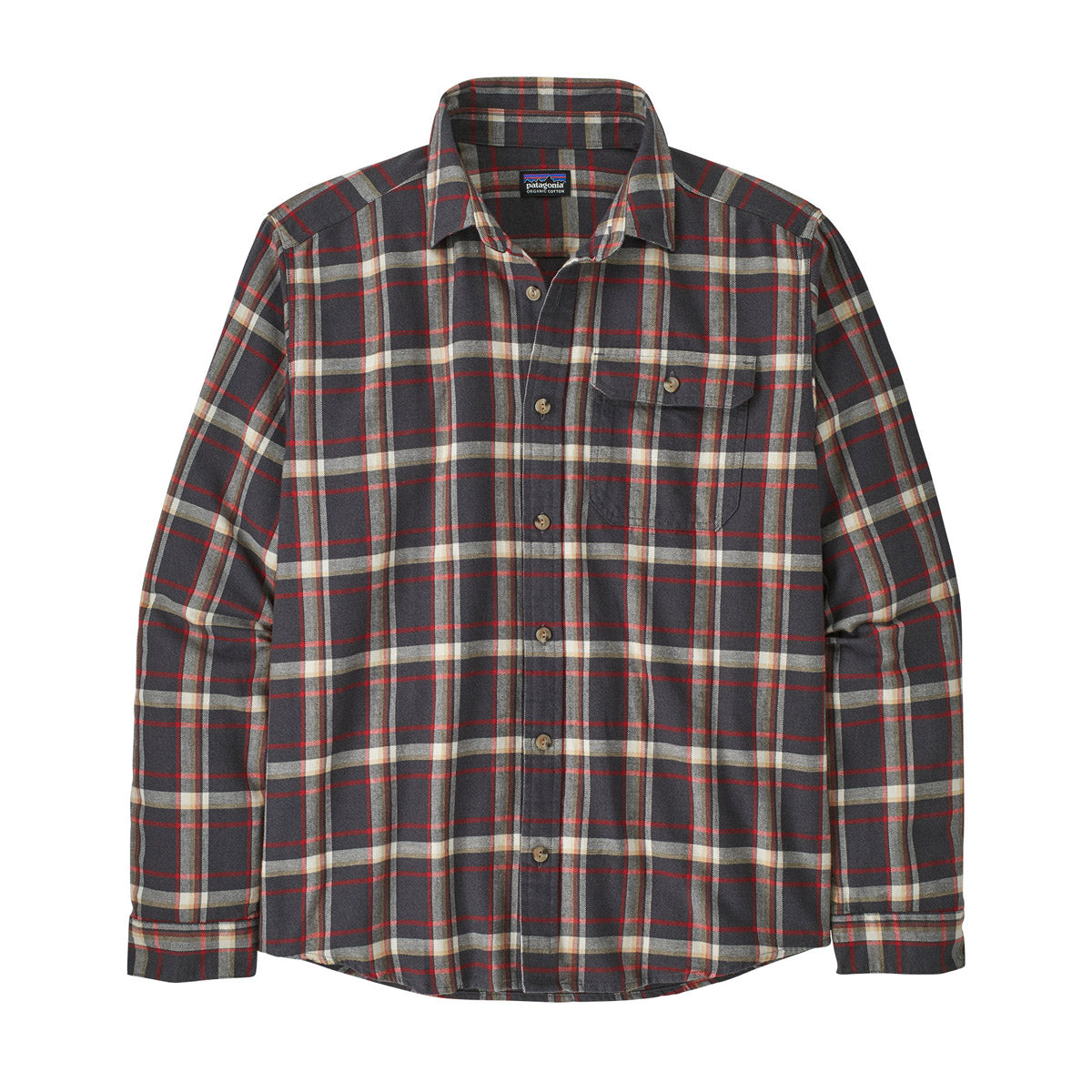 Patagonia Men&#39;s Long-Sleeved Cotton in Conversion Lightweight Fjord Flannel Shirt ajor: Ink Black / M