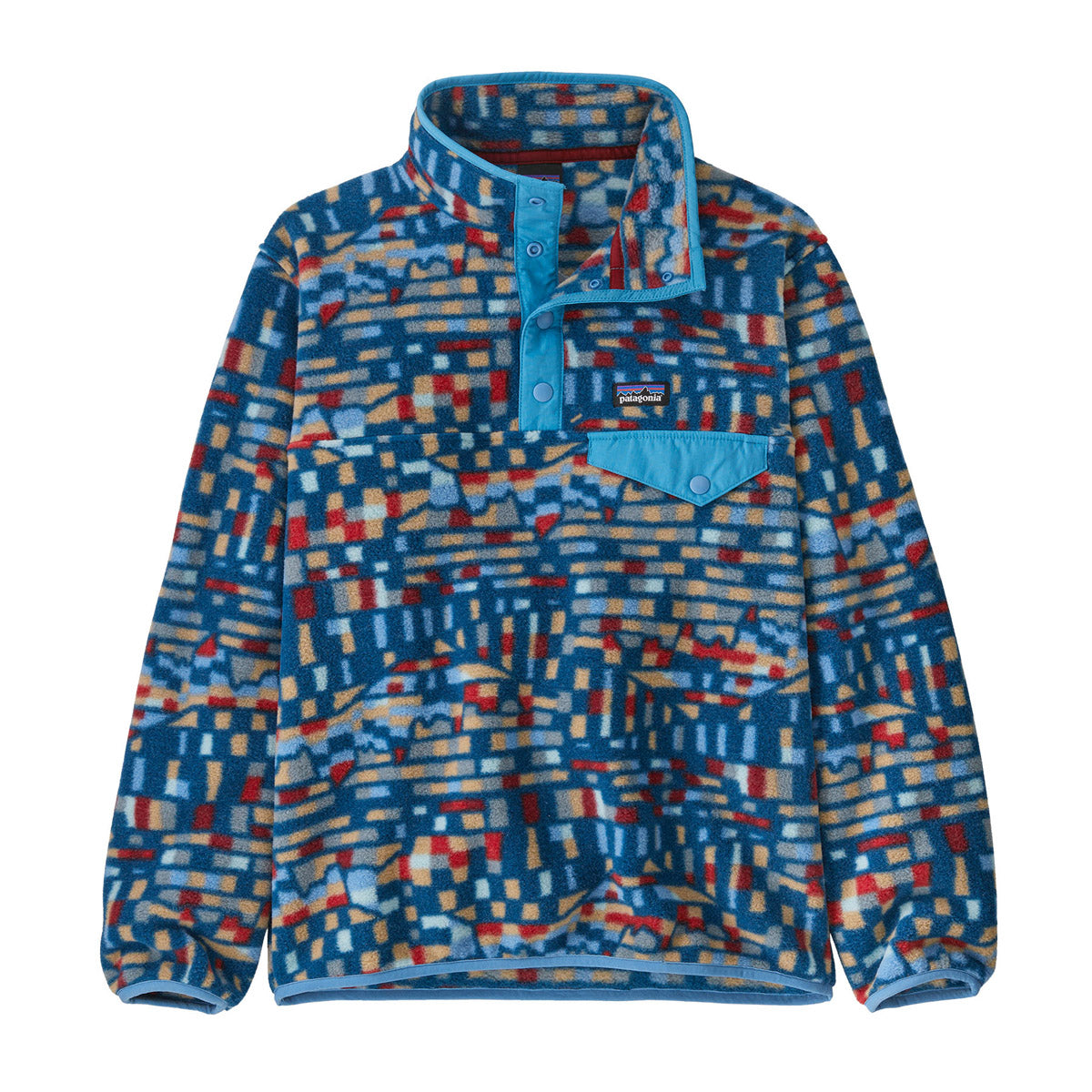 Patagonia Kids' Lightweight Synchilla Snap-T Pullover Fitz Roy Patchwork: Lagom Blue