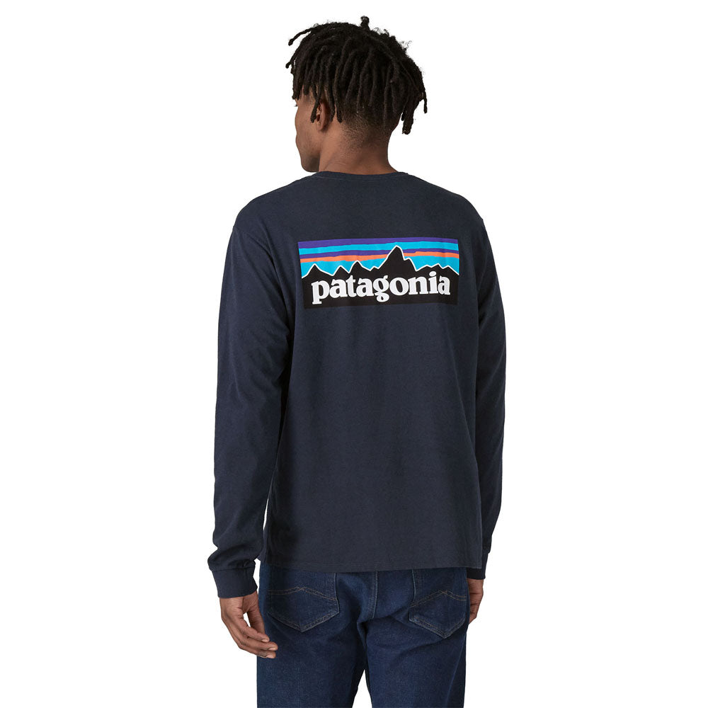 Patagonia Mens Long-Sleeved P-6 Logo Responsibili-Tee New Navy