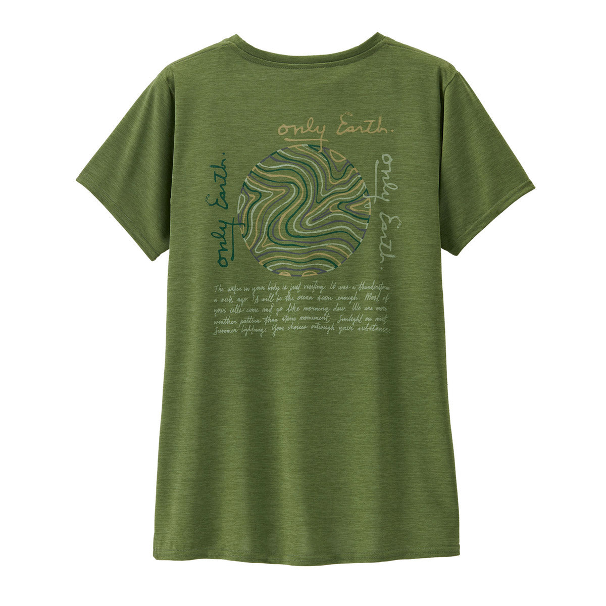 Patagonia Women's Capilene Cool Daily Graphic Shirt - Lands Earth Currents: Terrain Green X-Dye