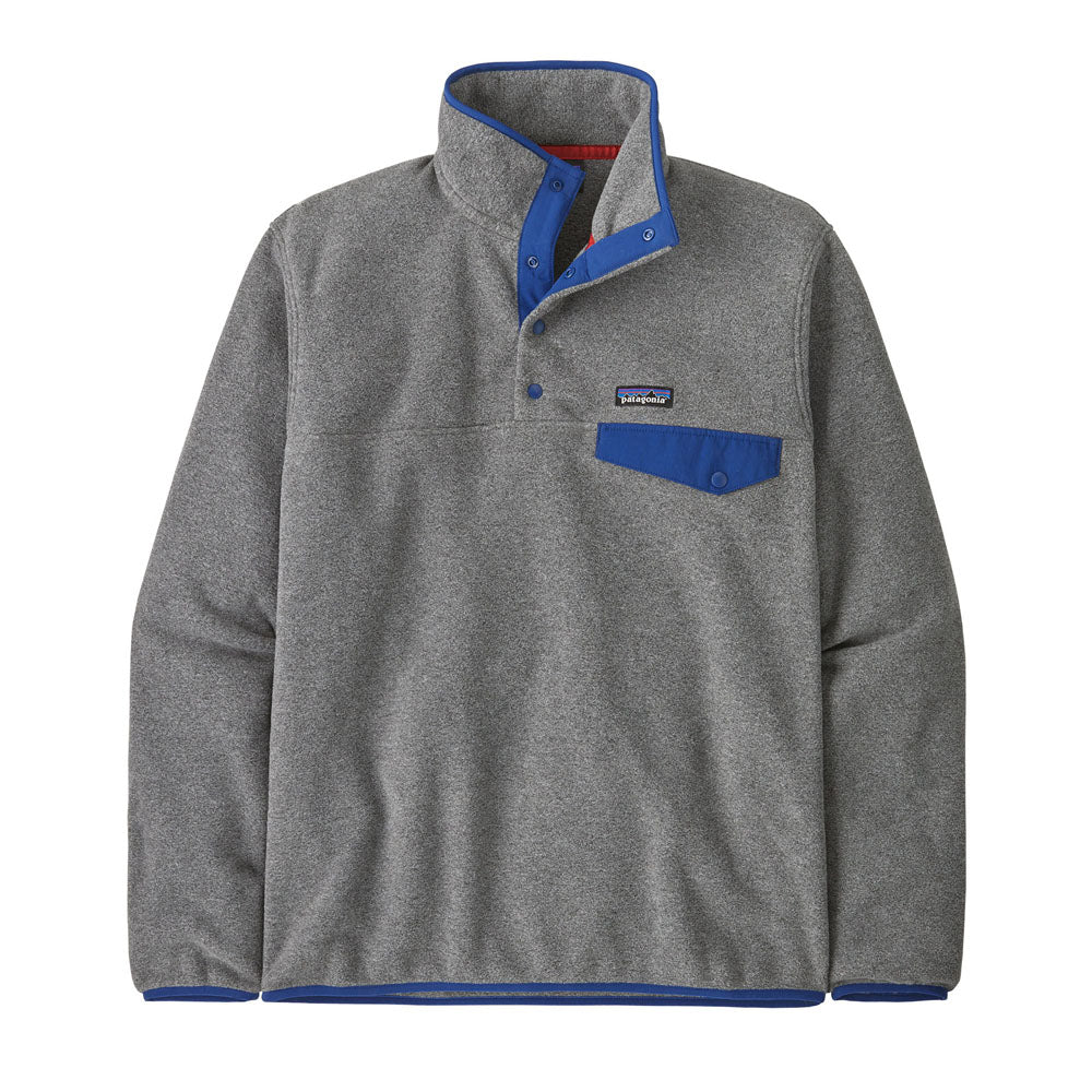 Patagonia Mens Lightweight Synchilla Snap-T Fleece Pullover Nickel w/Clement Blue