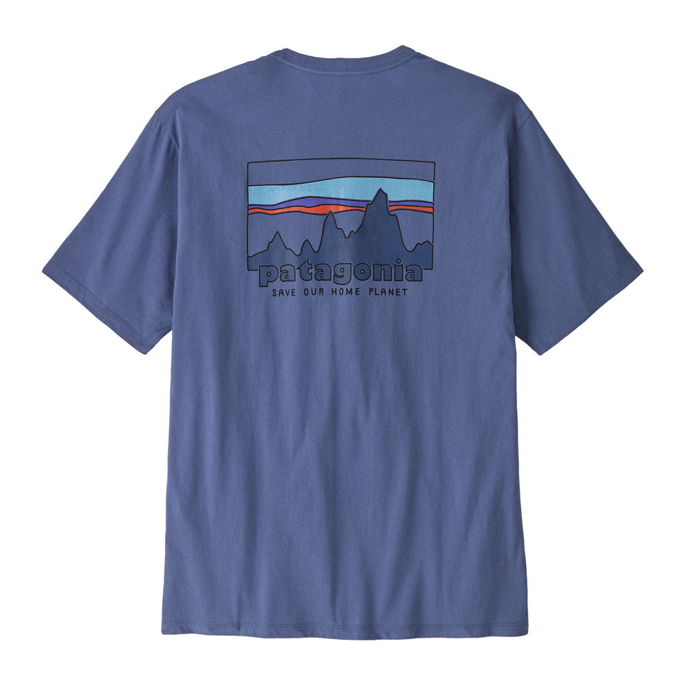 Patagonia Mens 73 Skyline Organic T-Shirt Current Blue