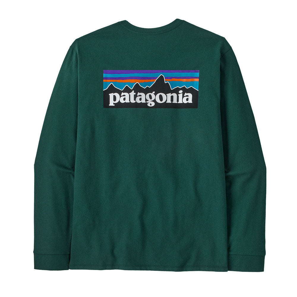 Patagonia Mens Long-Sleeved P-6 Logo Responsibili-Tee Cascade Green