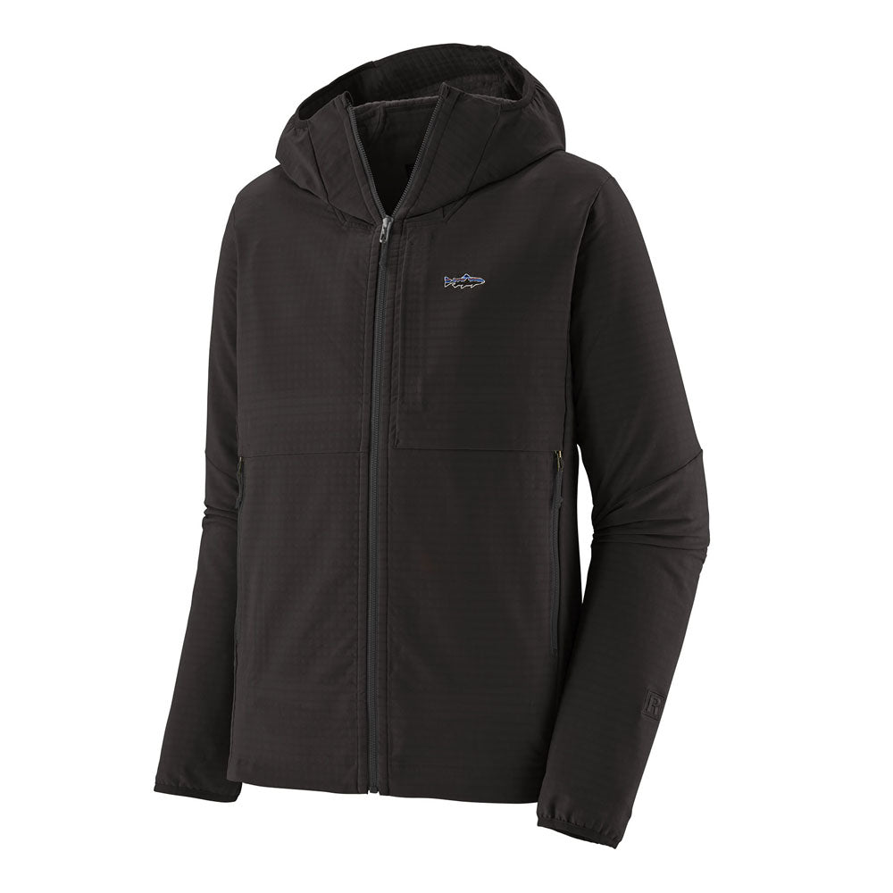 Patagonia Mens R1 TechFace Fitz Roy Trout Hoody Black