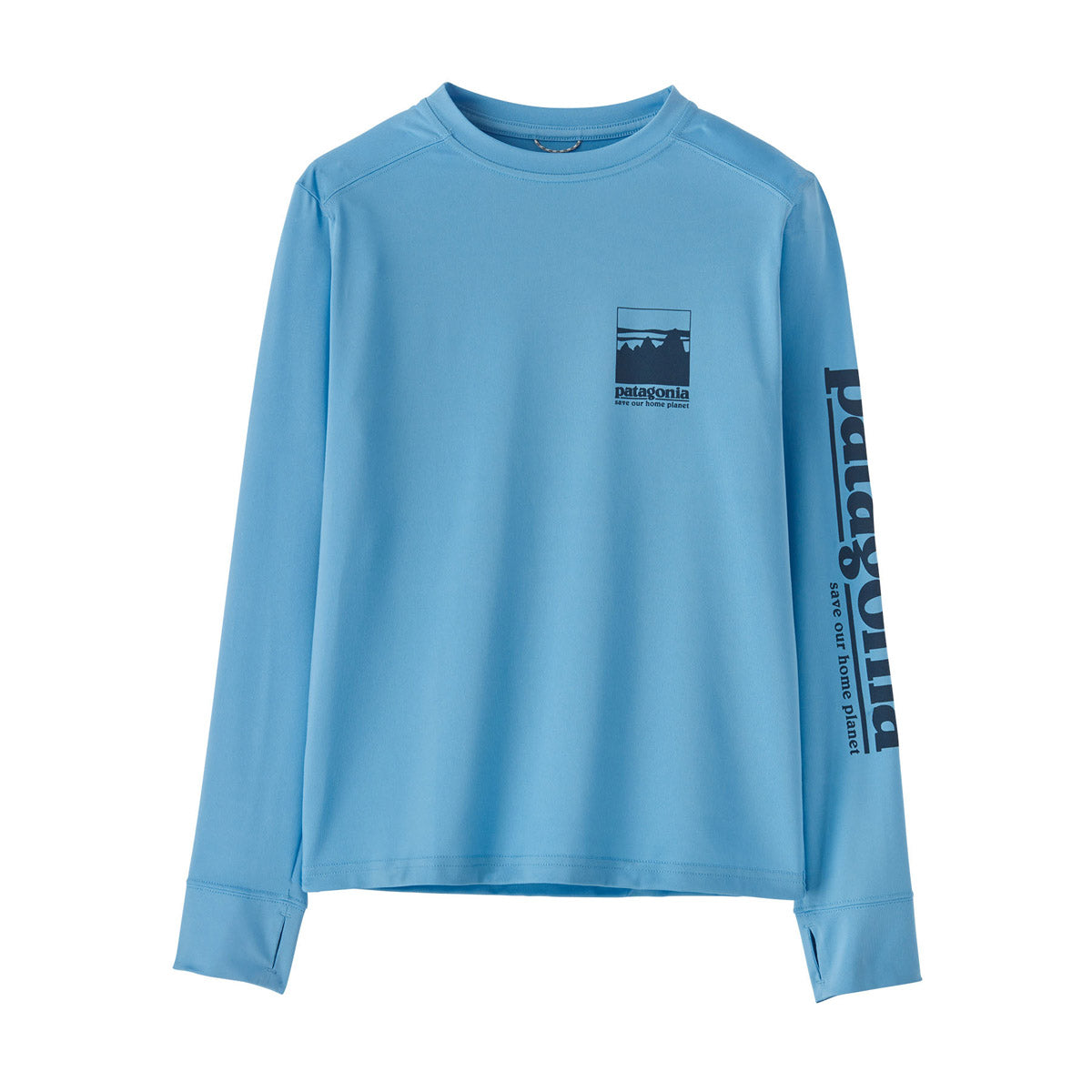 Patagonia Kids&#39; Long-Sleeved Capilene Silkweight UPF T-Shirt Alpine Icon: Lago Blue
