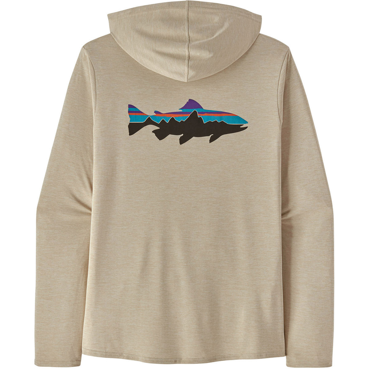 Patagonia Men&#39;s Capilene Cool Daily Graphic Hoody Fitz Roy Trout: Pumice X-Dye