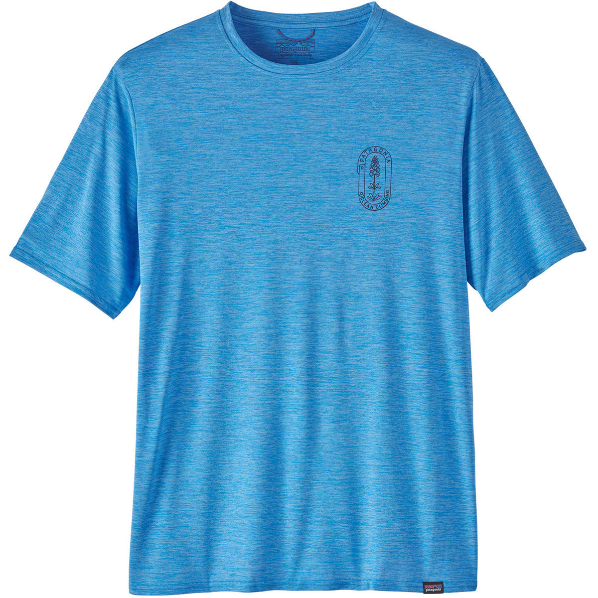 Patagonia Men&#39;s Capilene Cool Daily Graphic Shirt - Lands Clean Climb Bloom: Vessel Blue X-Dye