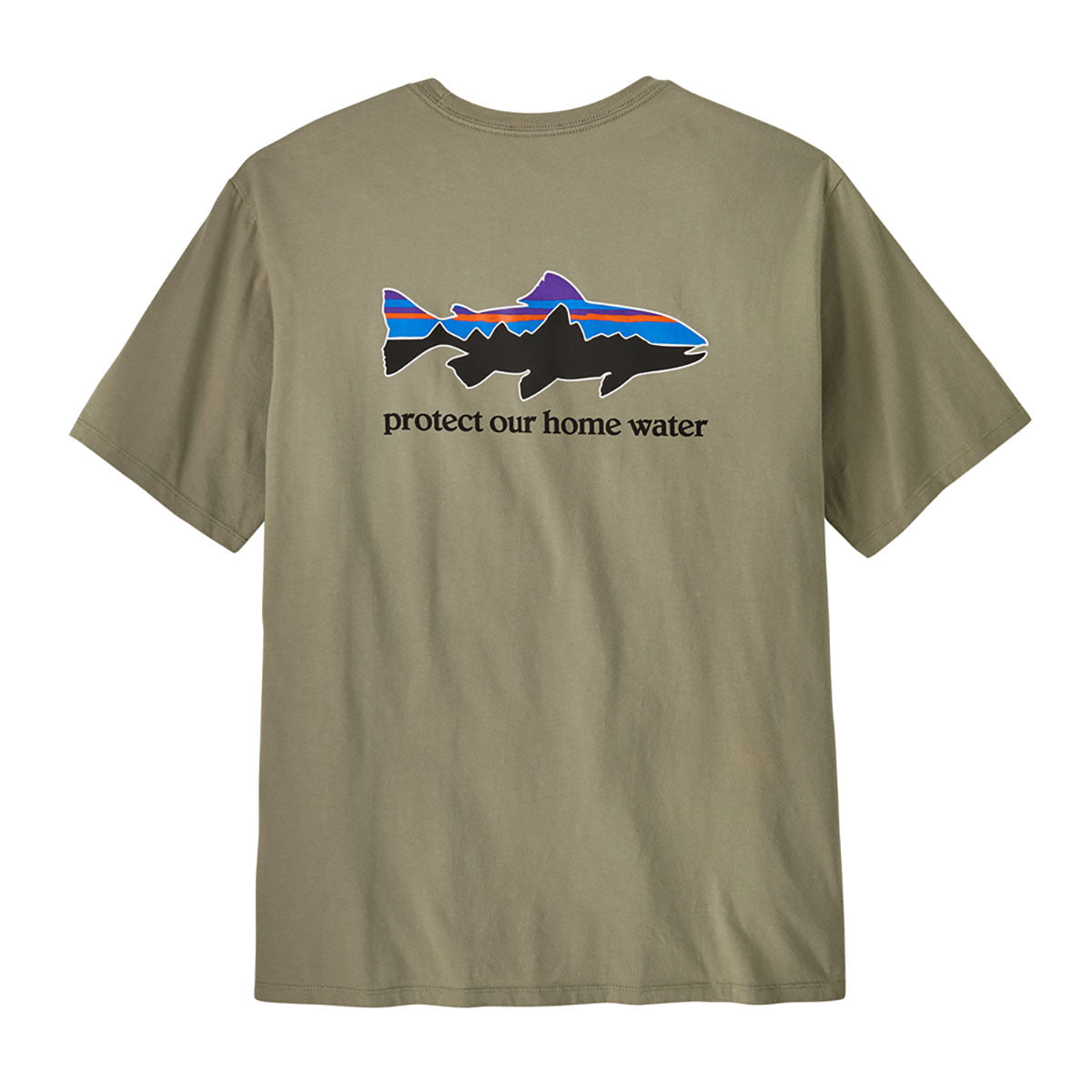 Patagonia Mens Home Water Trout Organic T-Shirt River Rock Green