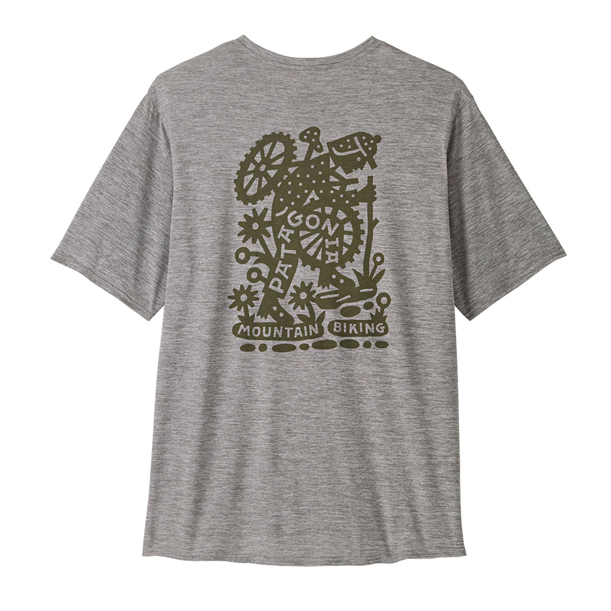 Patagonia Mens Capilene Cool Daily Graphic Shirt - Lands Hike-A-Bike: Feather Grey
