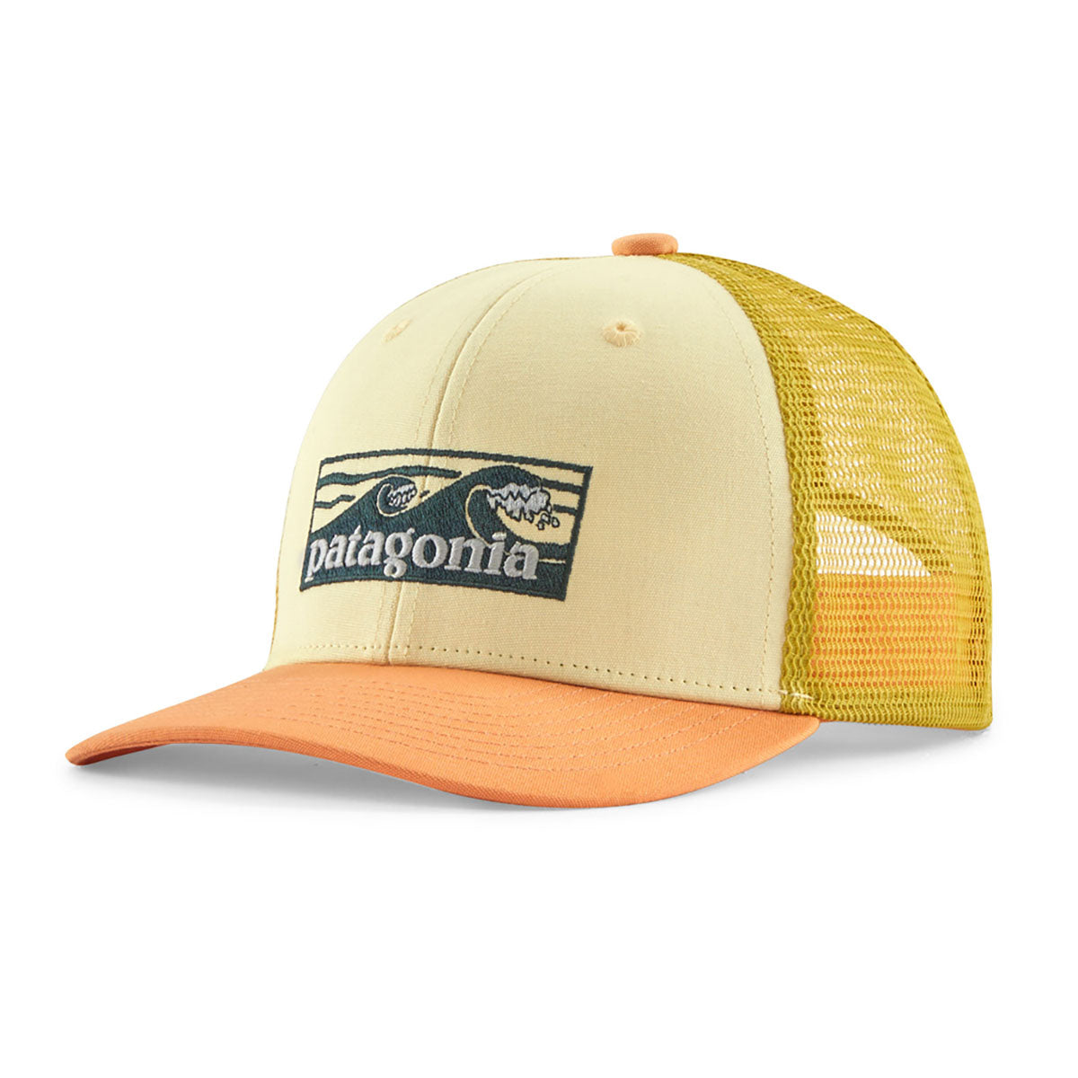 Patagonia Kids Trucker Hat Boardshort Logo Tones: Buttercup Yellow
