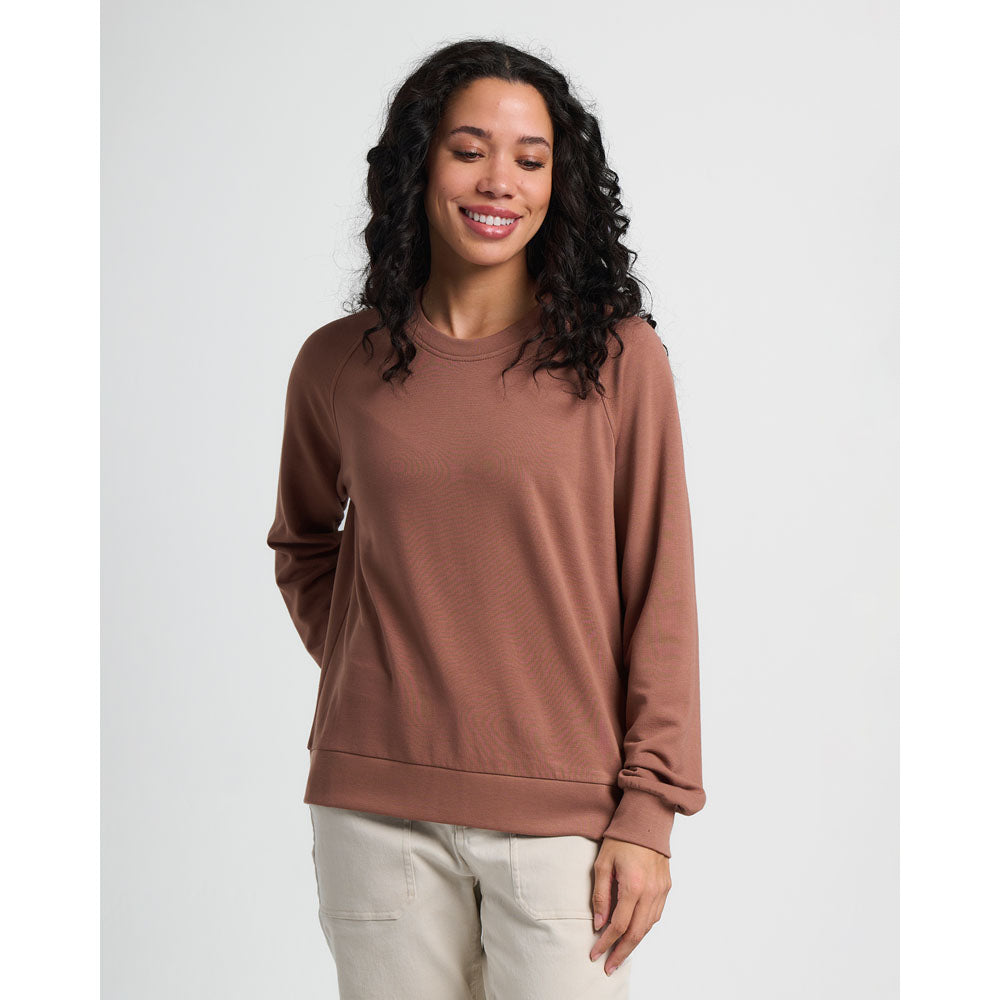 Free Fly Apparel Womens Bamboo Lightweight Fleece Crew Nutmeg