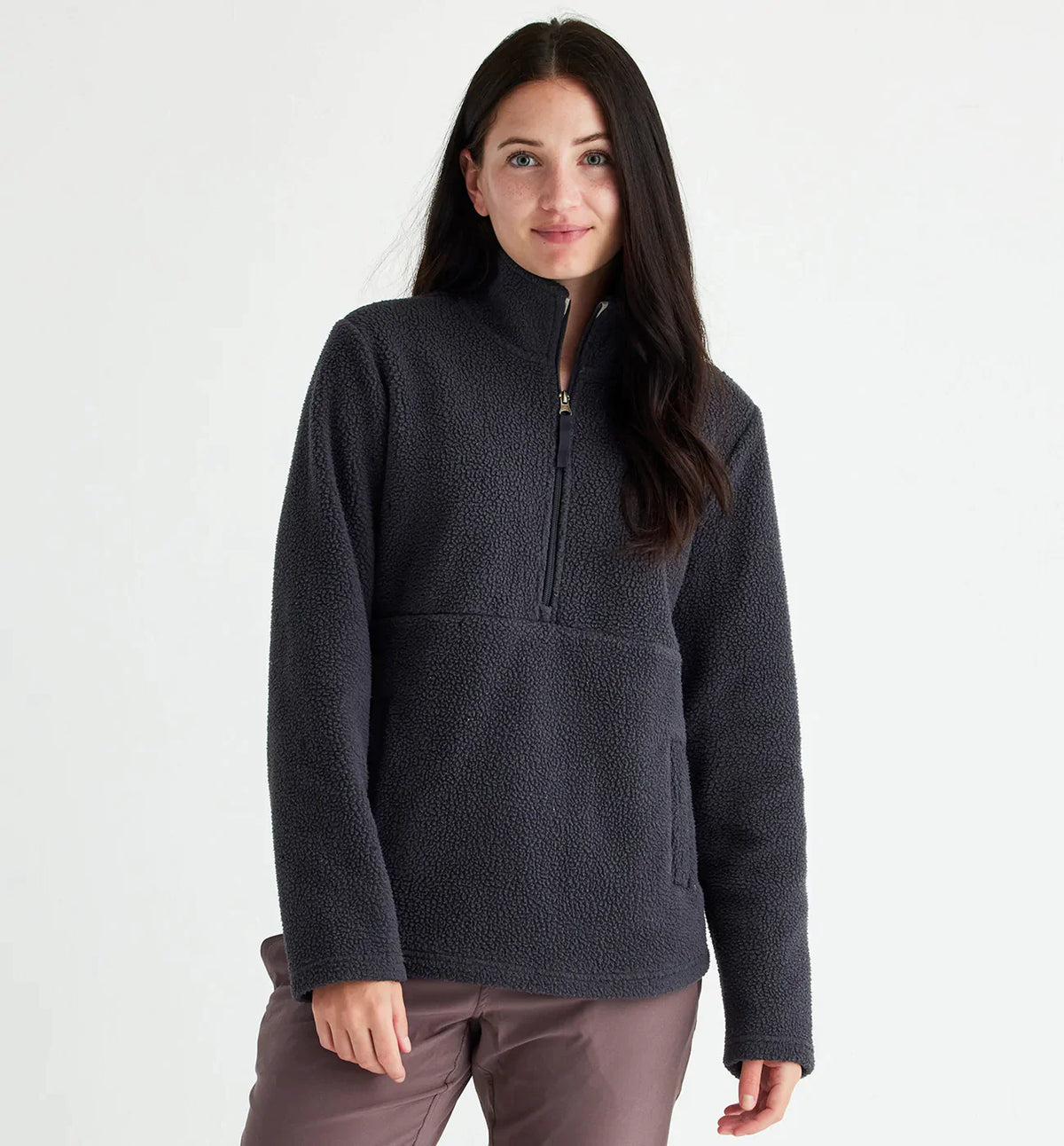 Free Fly Apparel Women&#39;s Bamboo Sherpa Fleece Half Zip 324 Abyss