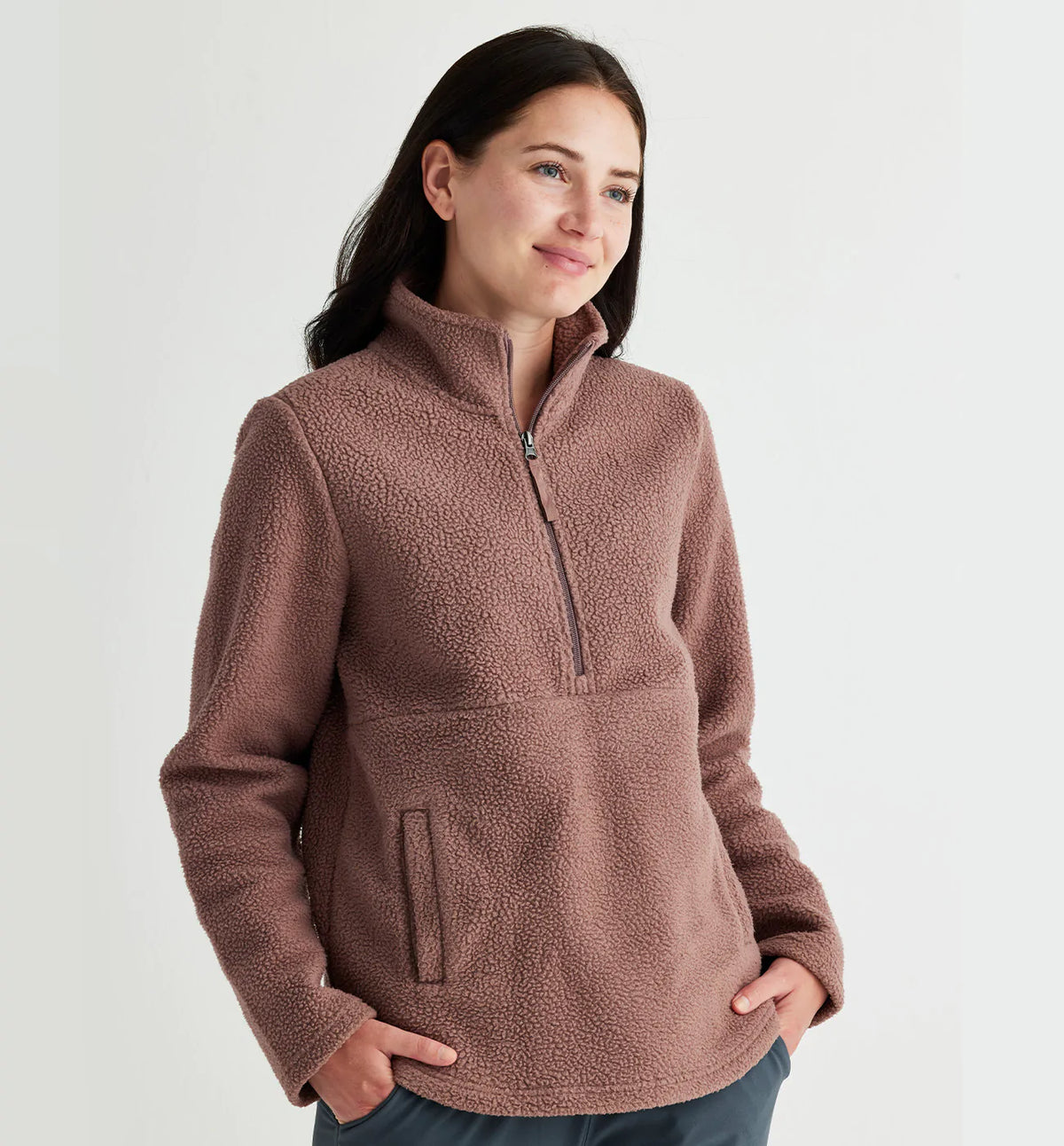 Free Fly Apparel Women&#39;s Bamboo Sherpa Fleece Half Zip 617 Canyon