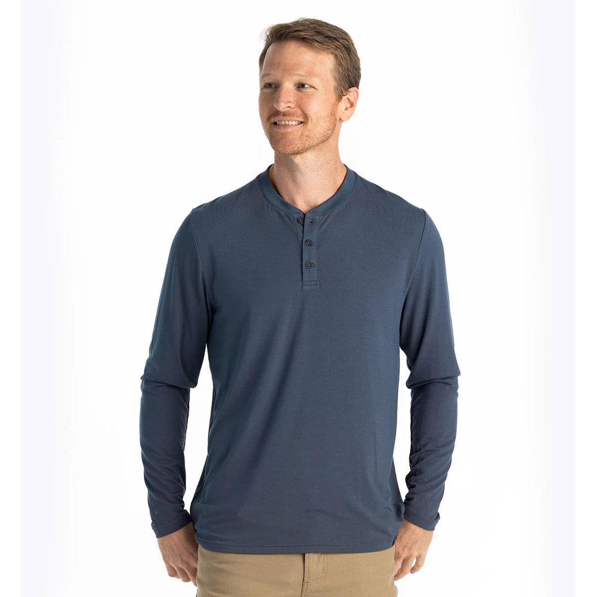 Free Fly Apparel Men&#39;s Bamboo Flex Long Sleeve Henley Midnight